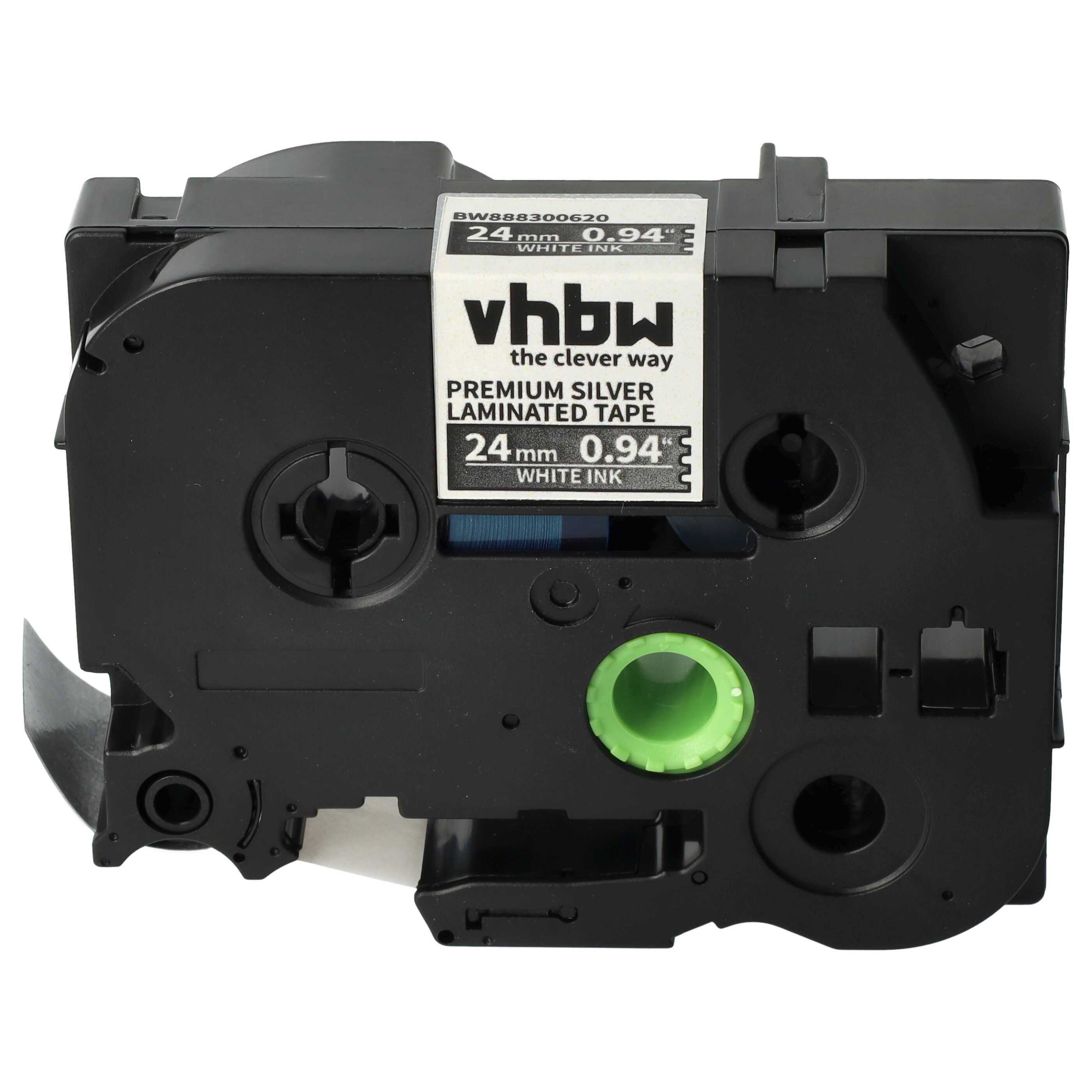 vhbw 1x Schriftband-Kassette Ersatz für Brother TZE-PR955 für Etiketten-Drucker 24mm Weiß auf Premiumsilber