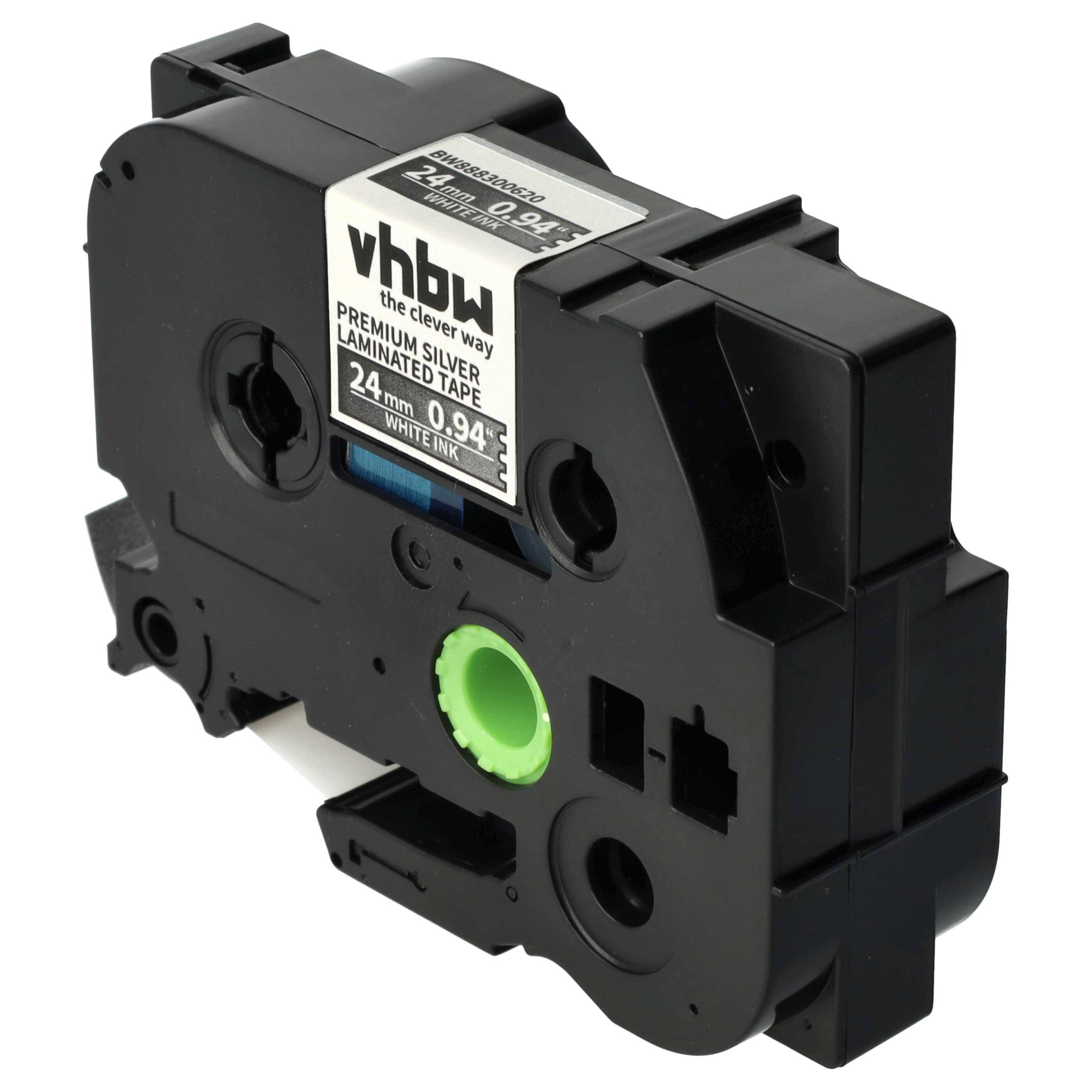 vhbw 1x Schriftband-Kassette Ersatz für Brother TZE-PR955 für Etiketten-Drucker 24mm Weiß auf Premiumsilber