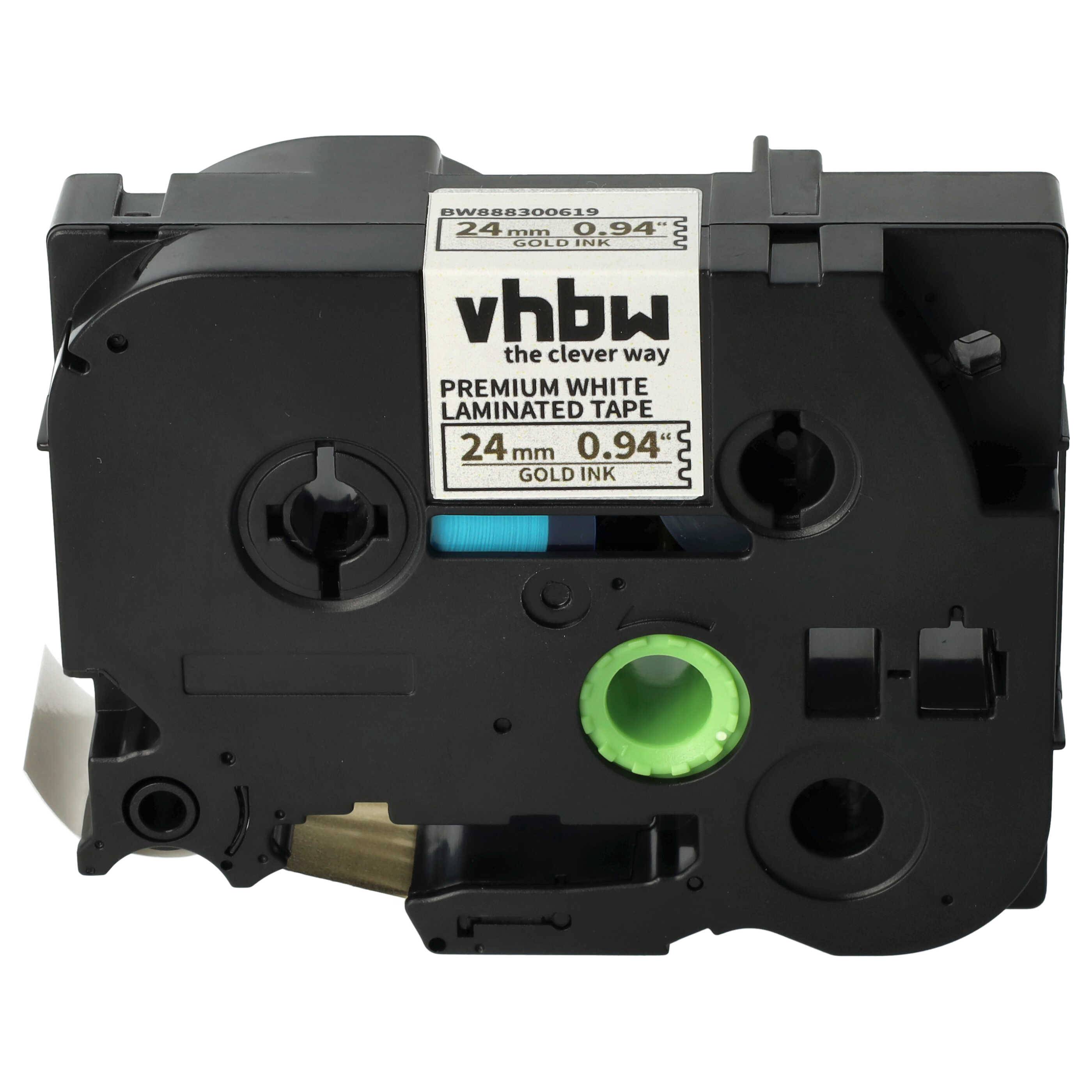 vhbw 1x Schriftband-Kassette kompatibel mit Brother PT PT-9200 PC, PT-9200 DX, PT-7500 VP, PT-7600 VP Etiketten-Drucker 24mm Gold auf Premiumweiß