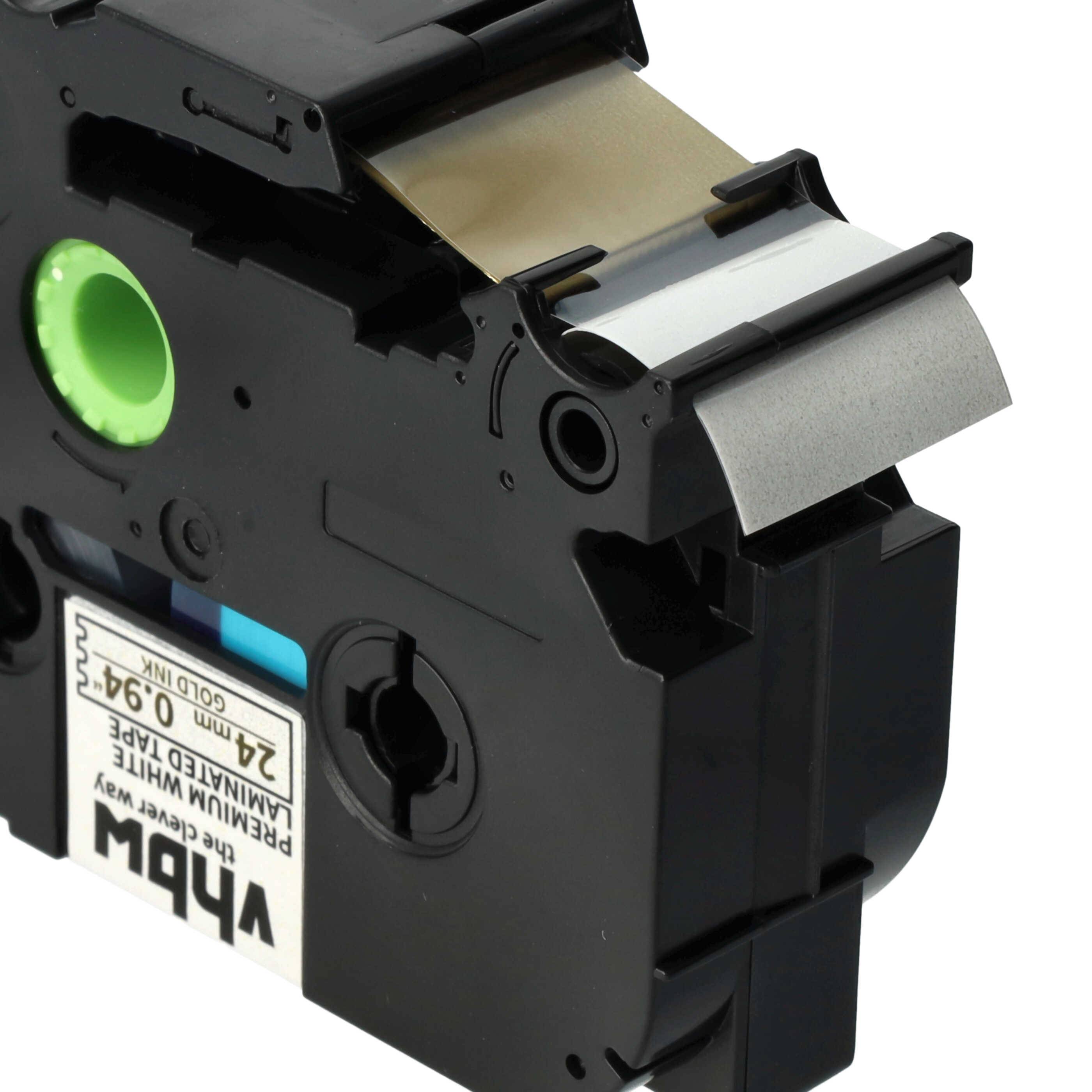 vhbw 1x Schriftband-Kassette kompatibel mit Brother PT D600VP, 2400, D800W, 2700VP, E550VP, E 500 VP Etiketten-Drucker 24mm Gold auf Premiumweiß