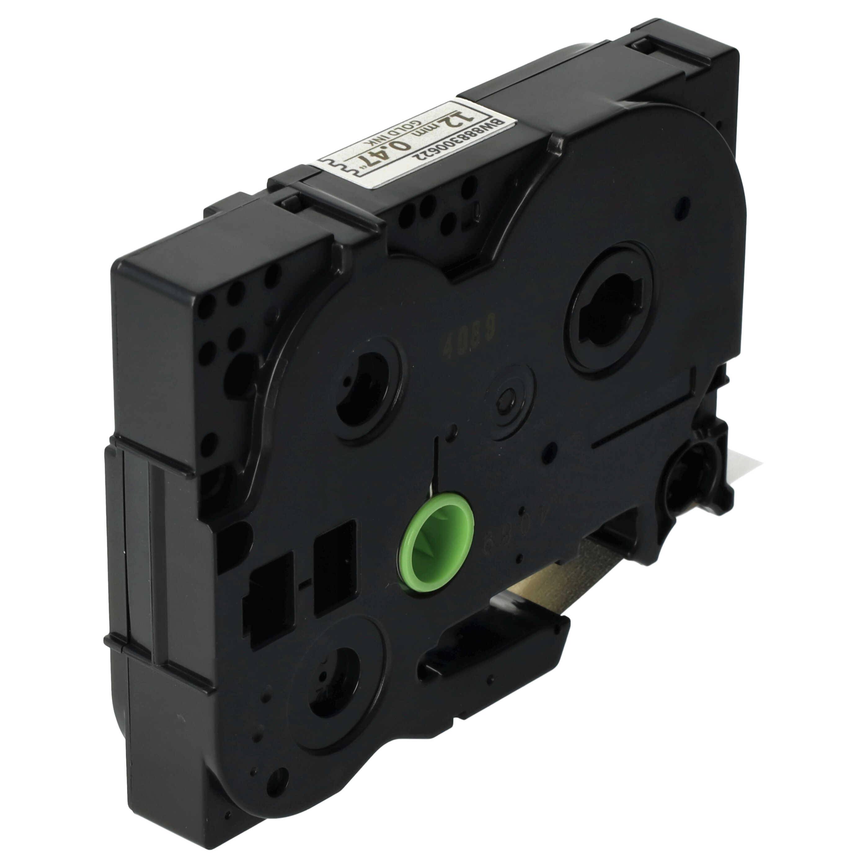 vhbw Schriftband-Kassette kompatibel mit Brother PT PT-2710, PT-2700VP, PT-2730 Etiketten-Drucker 5m x 12mm Gold auf Premiumweiß, Laminiert