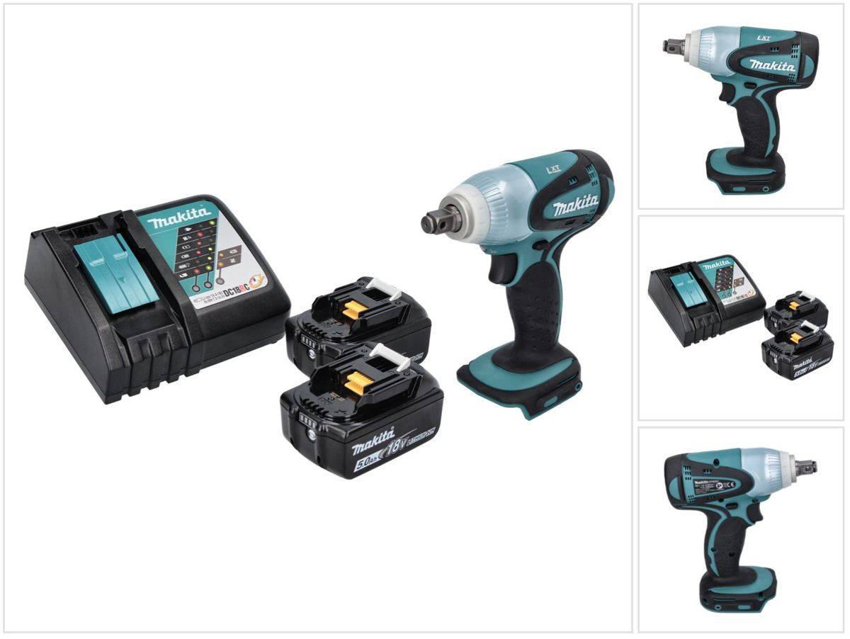 Makita DTW 251 RT Akku Schlagschrauber 18 V 230 Nm 1/2" + 2x Akku 5,0 Ah + Ladegerät