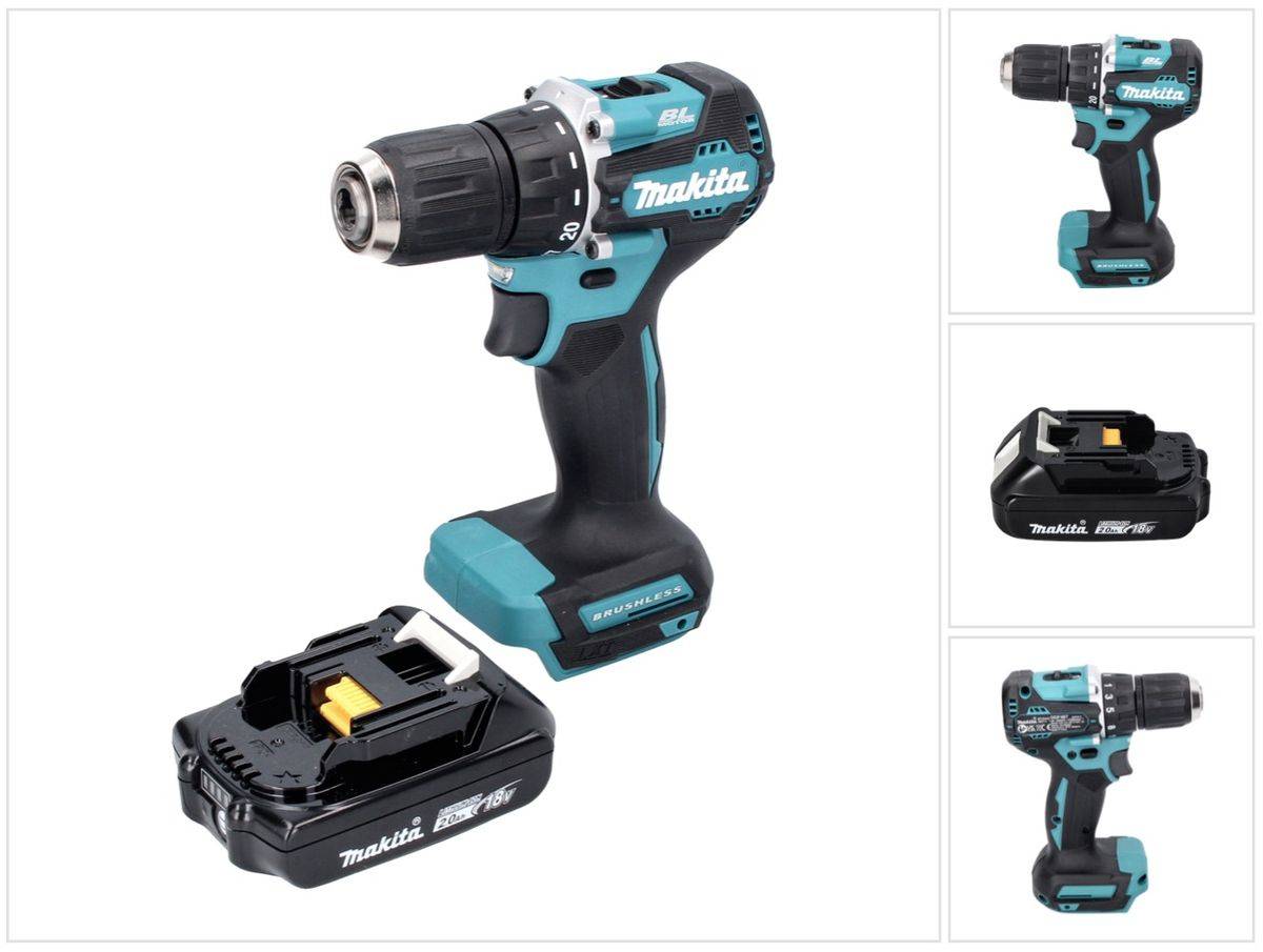 Makita DDF 487 A1 Akku Bohrschrauber 18 V 40 Nm Brushless + 1x Akku 2,0 Ah - ohne Ladegerät