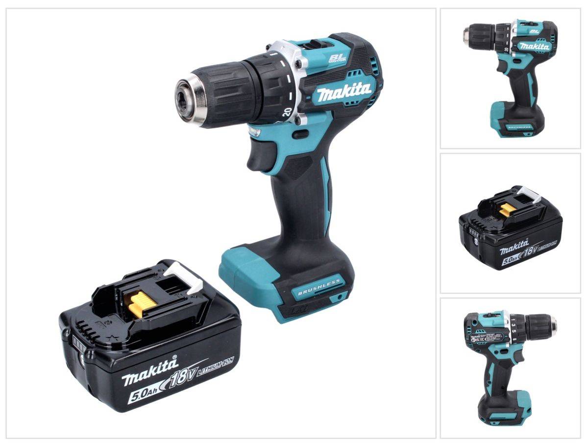 Makita DDF 487 T1 Akku Bohrschrauber 18 V 40 Nm Brushless + 1x Akku 5,0 Ah - ohne Ladegerät