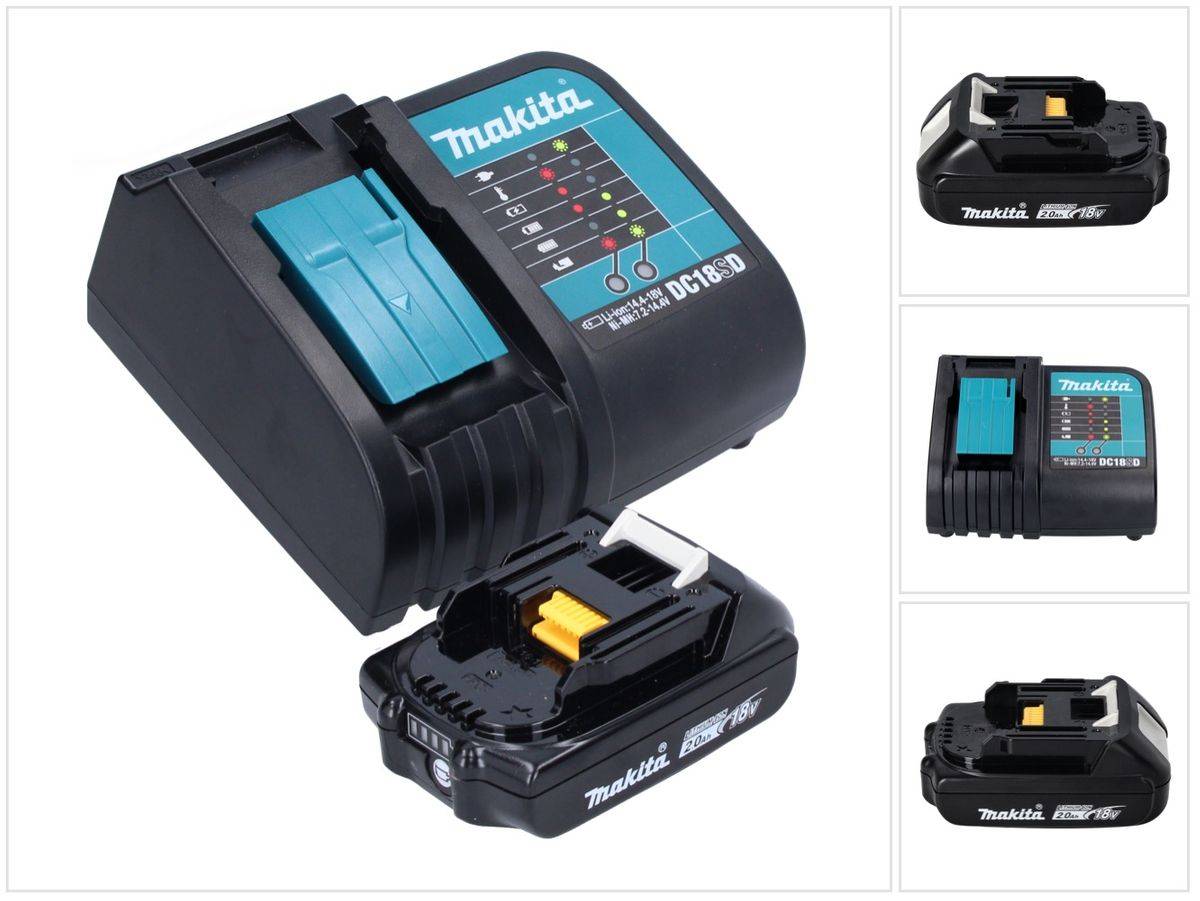 Makita Power Source Kit 18 V mit 1x BL 1820 B Akku 2,0 Ah ( 197254-9 ) + DC 18 SD Ladegerät ( 194533-6 )