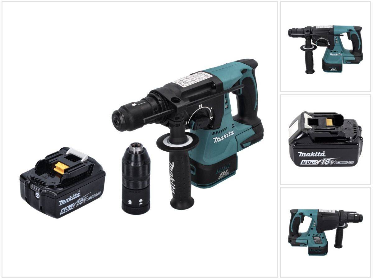 Makita DHR 243 G1 Akku Bohrhammer 18 V SDS plus Brushless + 1x Akku 6,0 Ah - ohne Ladegerät