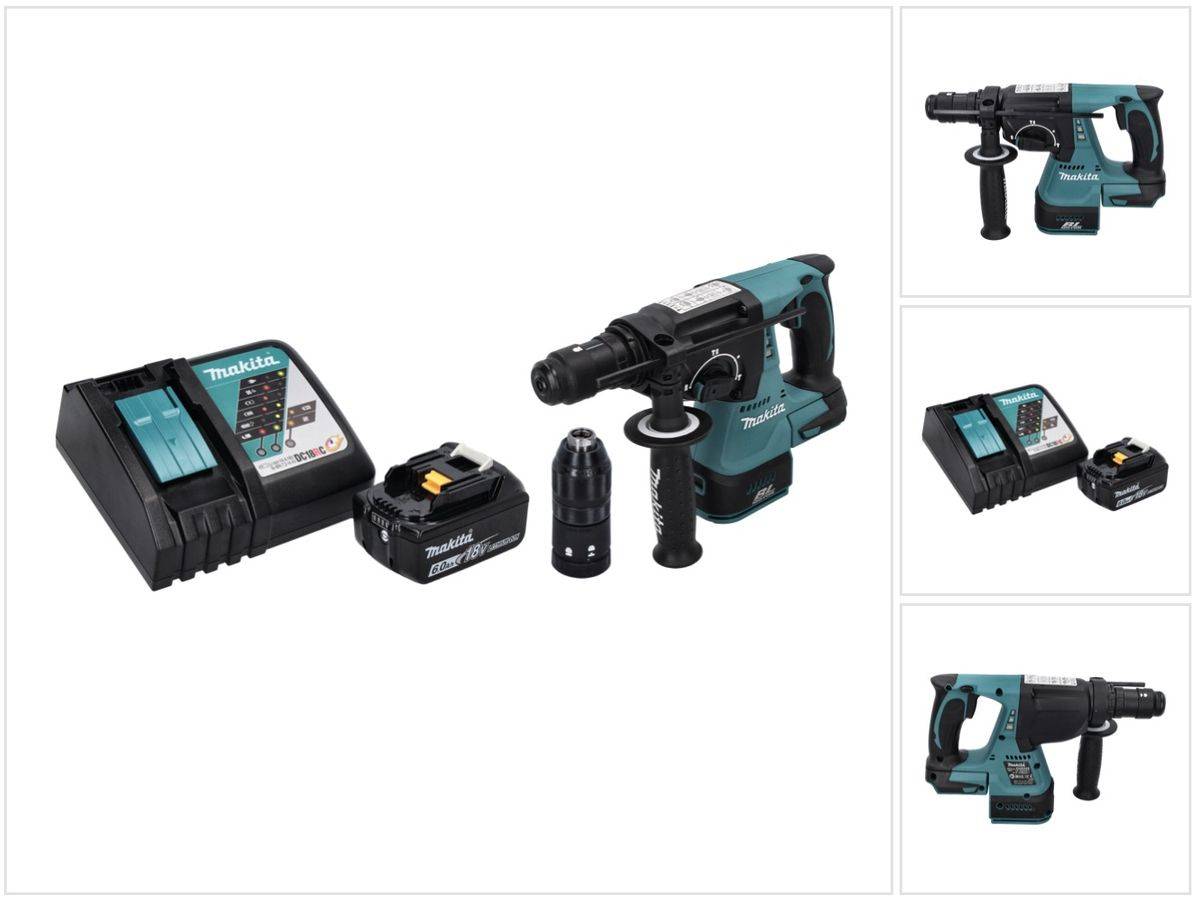Makita DHR 243 RG1 Akku Bohrhammer 18 V SDS plus Brushless + 1x Akku 6,0 Ah + Ladegerät