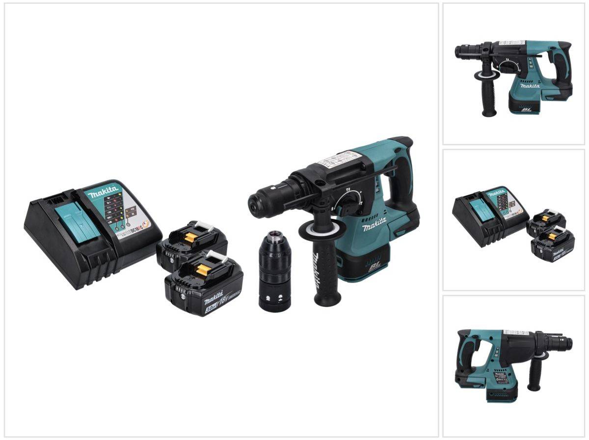 Makita DHR 243 RF Akku Bohrhammer 18 V SDS plus Brushless + 2x Akku 3,0 Ah + Ladegerät