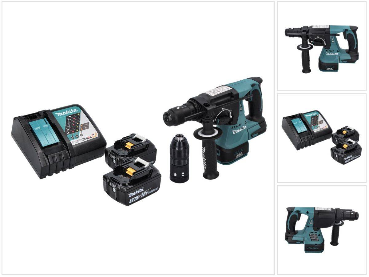 Makita DHR 243 RT Akku Bohrhammer 18 V SDS plus Brushless + 2x Akku 5,0 Ah + Ladegerät