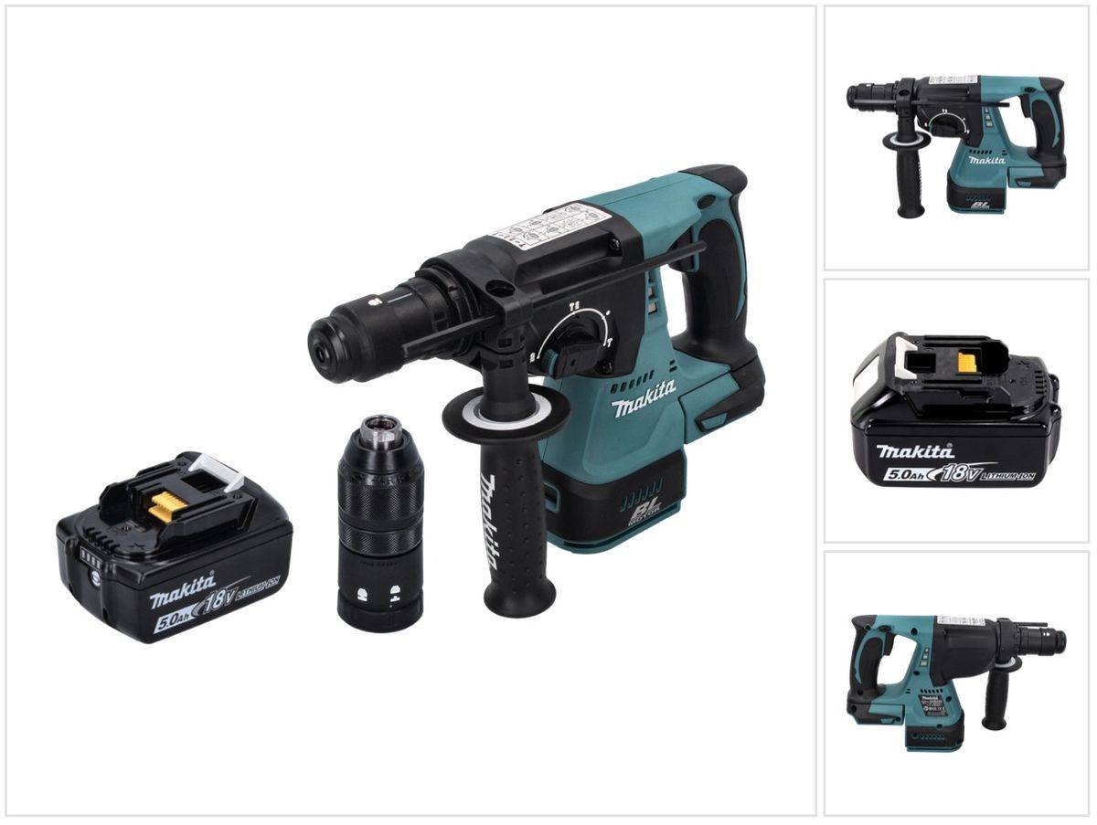 Makita DHR 243 T1 Akku Bohrhammer 18 V SDS plus Brushless + 1x Akku 5,0 Ah - ohne Ladegerät