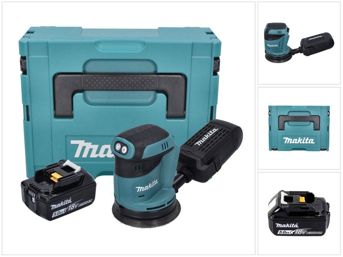 Makita DBO 180 G1J Akku Exzenterschleifer 18 V 125 mm + 1x Akku 6,0 Ah + Makpac - ohne Ladegerät