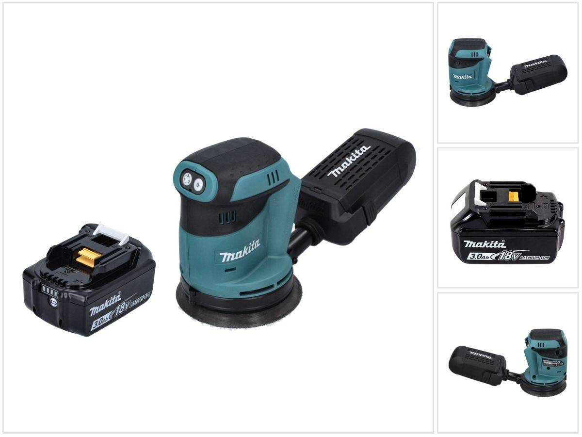 Makita DBO 180 F1 Akku Exzenterschleifer 18 V 125 mm + 1x Akku 3,0 Ah - ohne Ladegerät