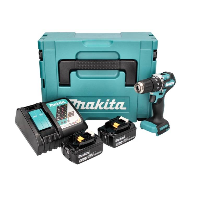 Makita DHP 487 RGJ Akku Schlagbohrschrauber 18 V 40 Nm Brushless + 2x Akku 6,0 Ah + Ladegerät + Makpac