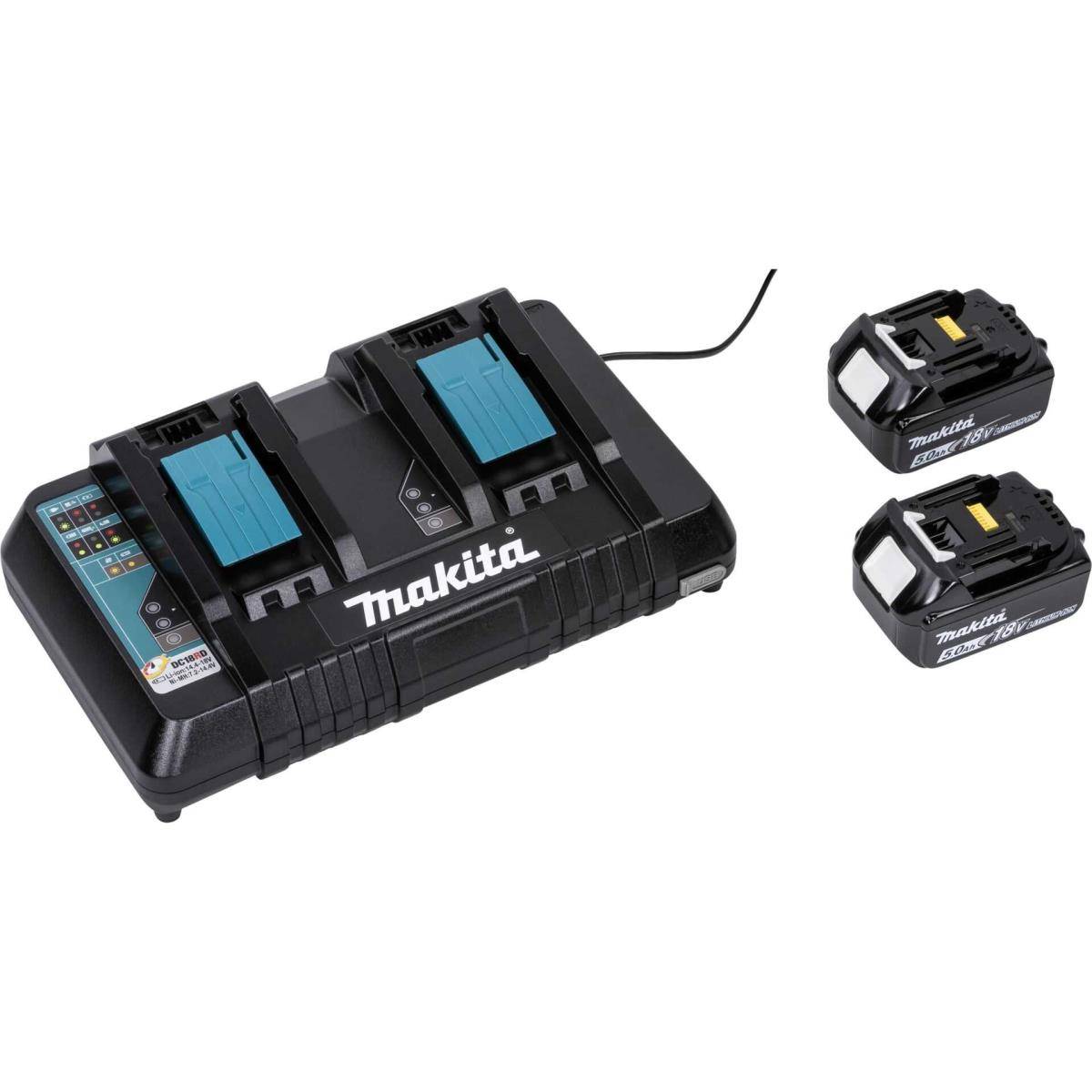 Makita DLM382PT2 - Rasenmäher - schnurlos - 18 V - 5 Ah - 2 Akkus, ohne Ladegerät