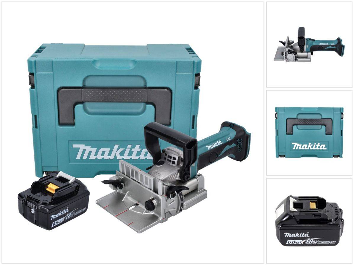 Makita DPJ 180 G1J Akku Nutfräse 18 V 100 mm + 1x Akku 6,0 Ah + Makpac - ohne Ladegerät