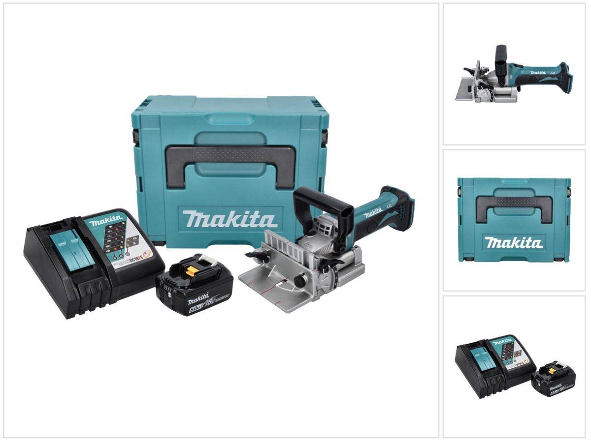 Makita DPJ 180 RG1J Akku Nutfräse 18 V 100 mm + 1x Akku 6,0 Ah + Ladegerät + Makpac