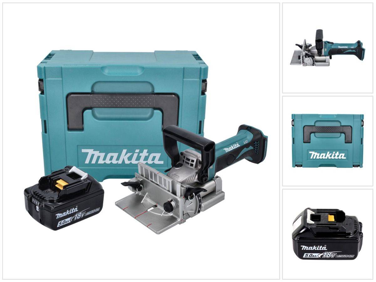 Makita DPJ 180 T1J Akku Nutfräse 18 V 100 mm + 1x Akku 5,0 Ah + Makpac - ohne Ladegerät