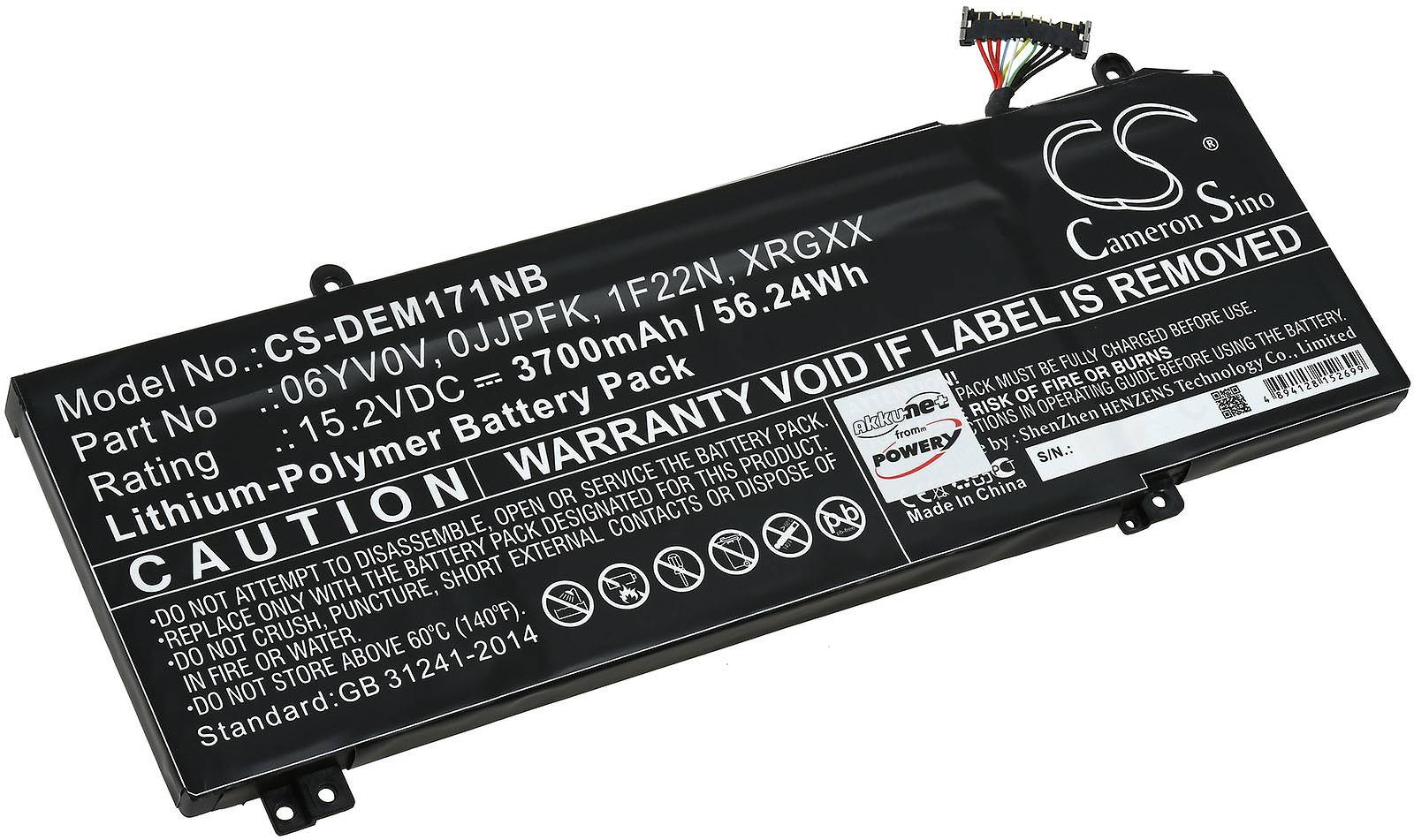 Powery Akku passend für Laptop Dell Alienware M15 2018, G5 15 5590, G7 15 7590, Akku-Typ XRGXX u.a., 15,2V, Li-Polymer