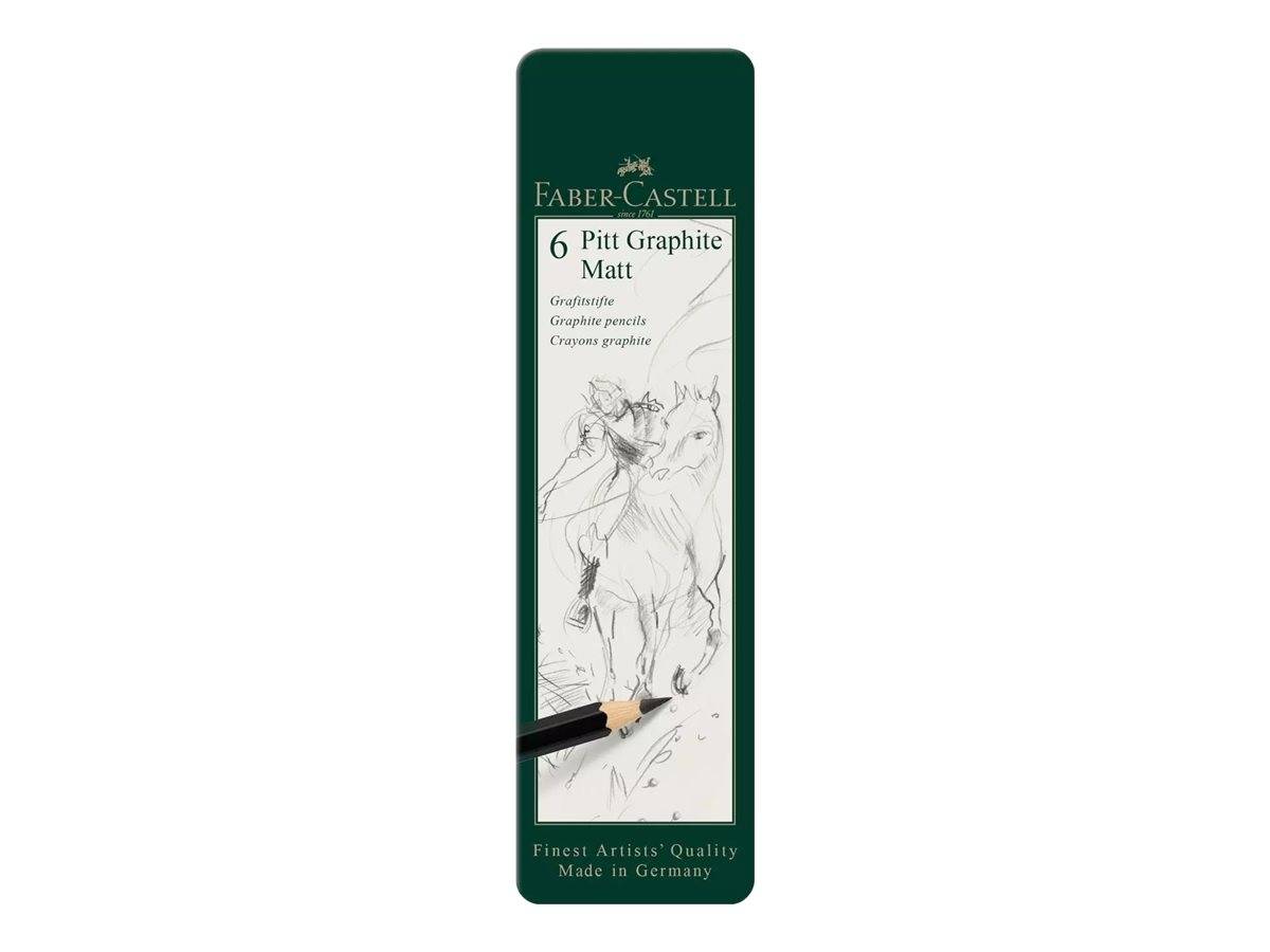 FABER-CASTELL Pitt Graphite Matt - Bleistift - Grafit - 10B, 12B, 2B, 4B, 6B, 8B (Packung mit 6)