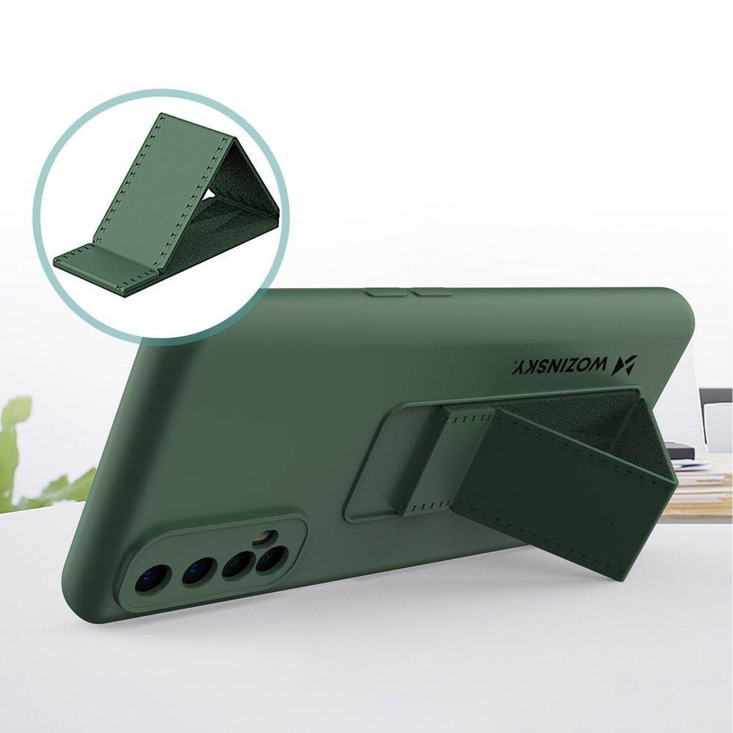 Kickstand Hülle Bumper aufstellbar Silikon Hard mit integriertem Magneten für Samsung Galaxy A71 (A715F) in Navy Blau