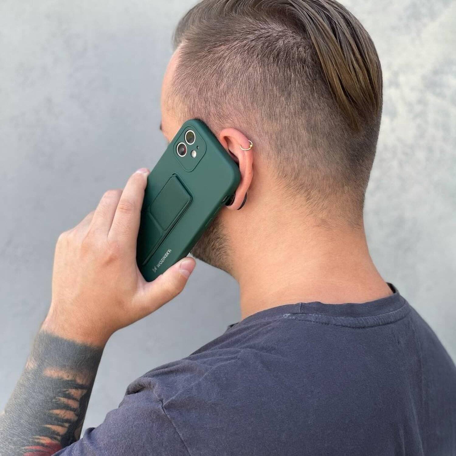 Kickstand Hülle Bumper aufstellbar Silikon Hard Case Schutz mit integriertem Magneten für Xiaomi Redmi 9 in Schwarz