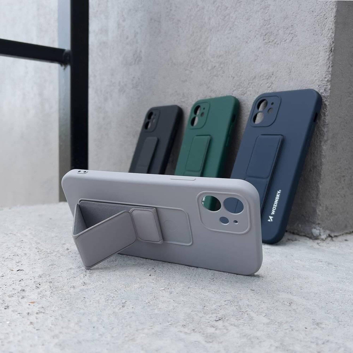 Kickstand Hülle Bumper aufstellbar Silikon Hard Case mit integriertem Magneten für Xiaomi Redmi Note 9 Pro in Rot
