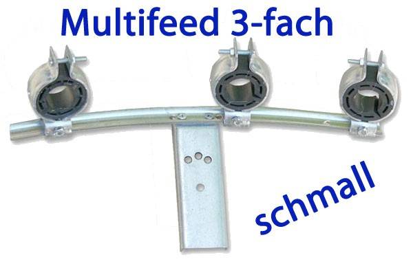 PremiumX 3-Fach Multifeedhalter verzinkt schmal LNB Halter Halterung Multifeed 3° Grad