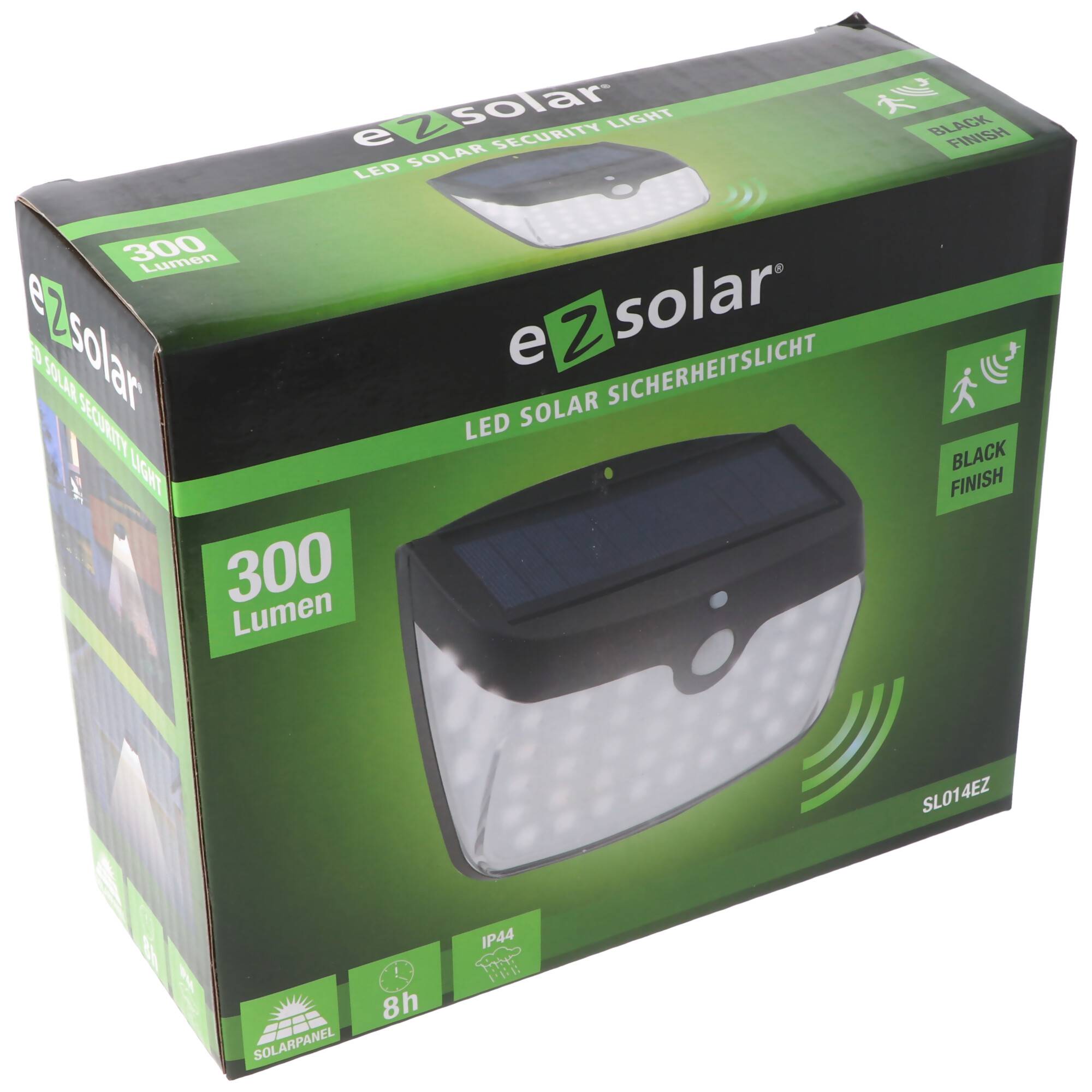 Wandlicht LED Solar Sicherheitslicht inklusive 18650 Li-ion Standard Akku 66,5x18mm, mit Solarpanel