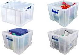 Fellowes Aufbewahrungsbox ProStore, 48 Liter, transparent transparent klar, aus stoßfestem, recycelbarem PP, mit