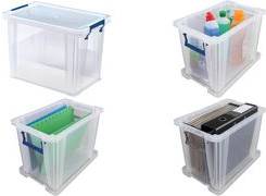 Fellowes Aufbewahrungsbox ProStore, 18,5 Liter, transparent transparent klar, aus stoßfestem, recycelbarem PP, mit