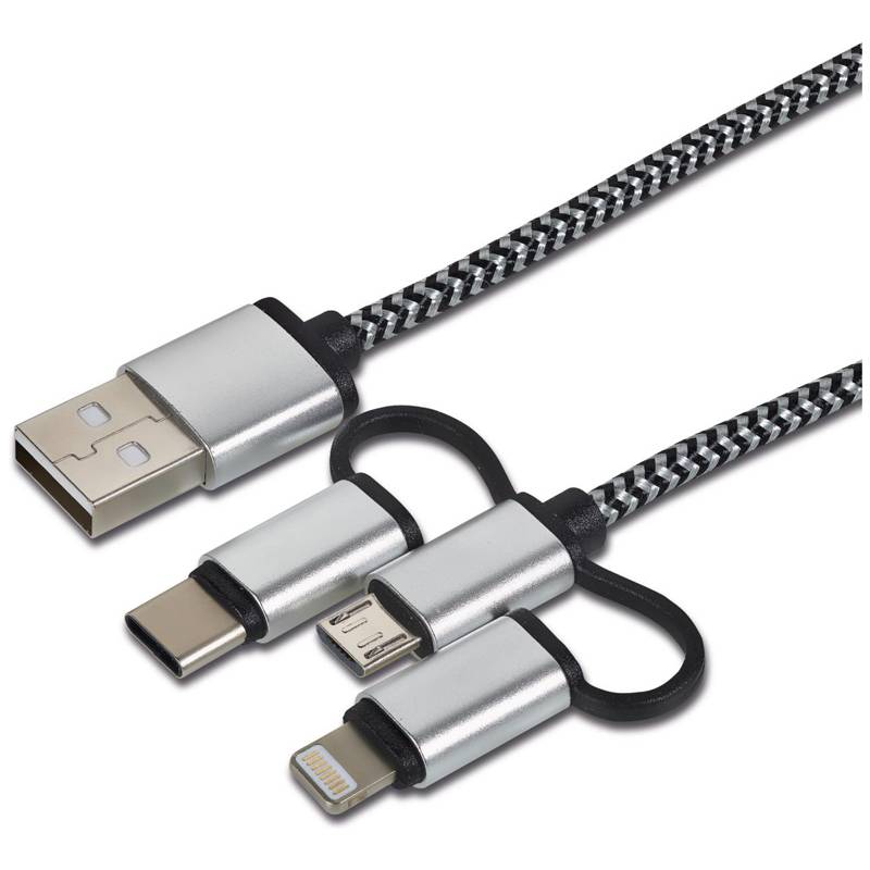 cartrend Daten- & Ladekabel 3in1, Lightning/Micro-USB/USB-C
