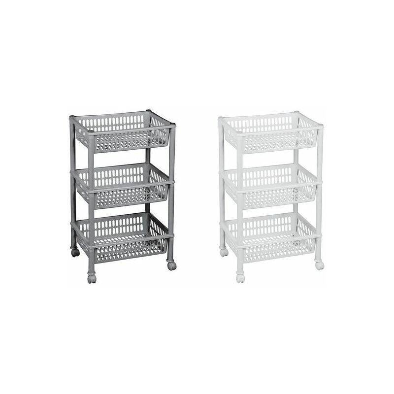 plast team Aufbewahrungs-Trolley, mit 3 Körben, silber