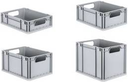 allit Aufbewahrungsbox ProfiPlus EuroEco O412, grau Eurobox aus PP, offene Griffe, widerstandsfähig gegen