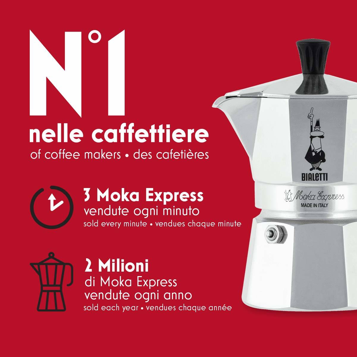 Bialetti Moka Express, Moka pot, Aluminium, Schwarz, Aluminium, 2 Tassen, Moka Express, CE