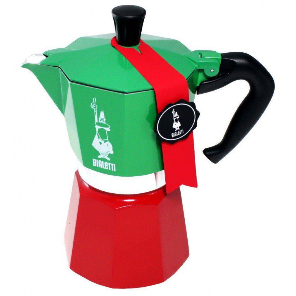 Bialetti 0005323, Moka pot, 0,24 l, Grün, Rot, Weiß, Aluminium, 3 Tassen, Thermoplast