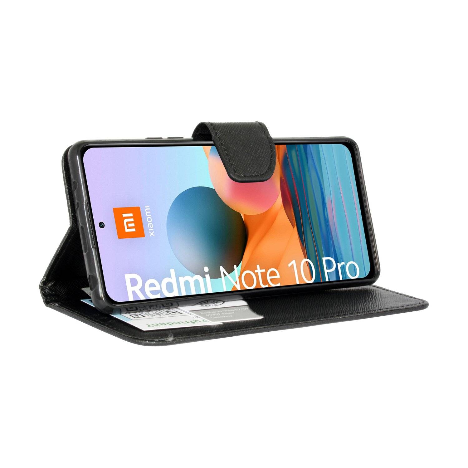 Buch Tasche "Fancy" für XIAOMI REDMI NOTE 10 PRO MAX Handy Hülle Etui Schutzhülle mit Standfunktion, Kartenfach Schwarz
