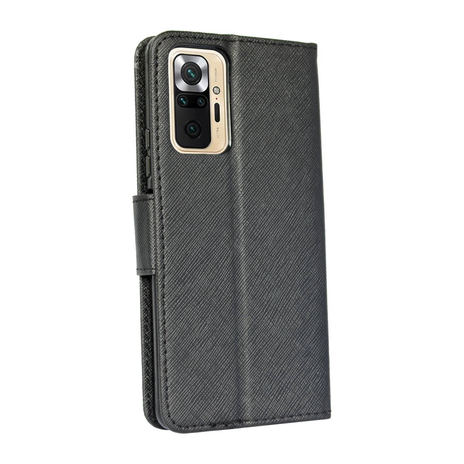 Buch Tasche "Fancy" für XIAOMI REDMI NOTE 10 PRO MAX Handy Hülle Etui Schutzhülle mit Standfunktion, Kartenfach Schwarz