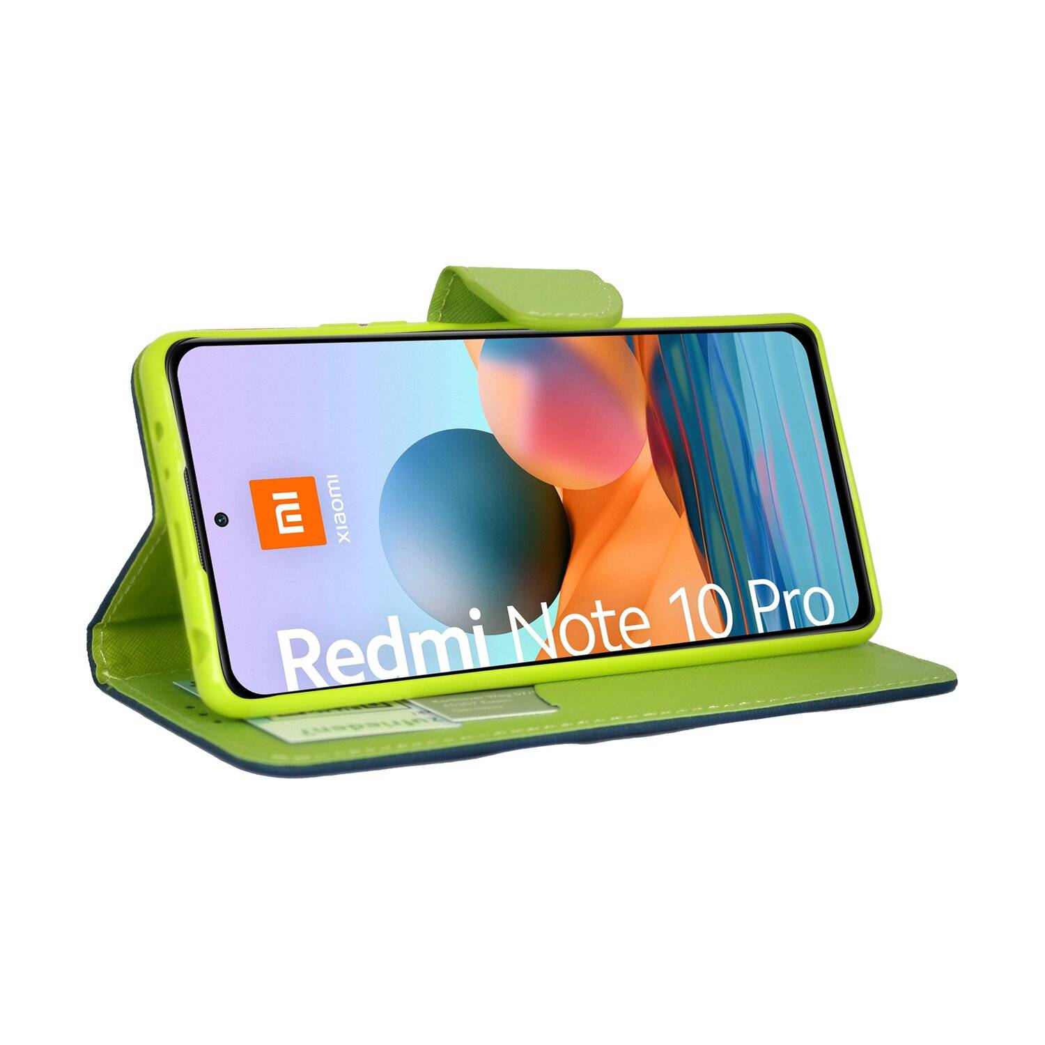 Buch Tasche "Fancy" für XIAOMI REDMI NOTE 10 PRO MAX Handy Hülle Schutzhülle mit Standfunktion, Kartenfach Blau-Grün