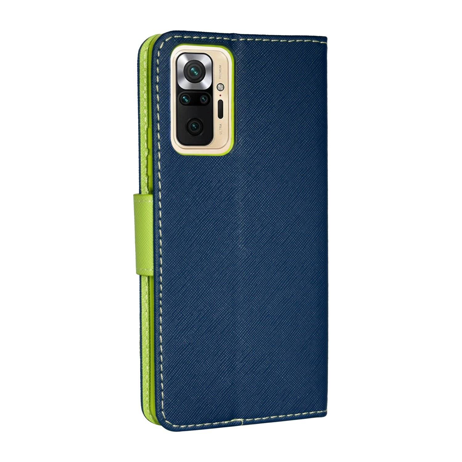 Buch Tasche "Fancy" für XIAOMI REDMI NOTE 10 PRO MAX Handy Hülle Schutzhülle mit Standfunktion, Kartenfach Blau-Grün