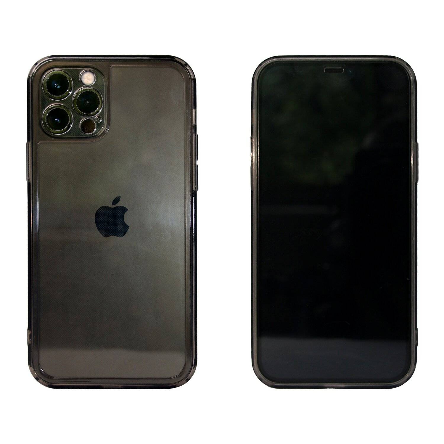 Schutzhülle TPU mit Kameraschutz Bumper Hülle Case Handy Smartphone für iPhone 12 Dunkel-Transparent