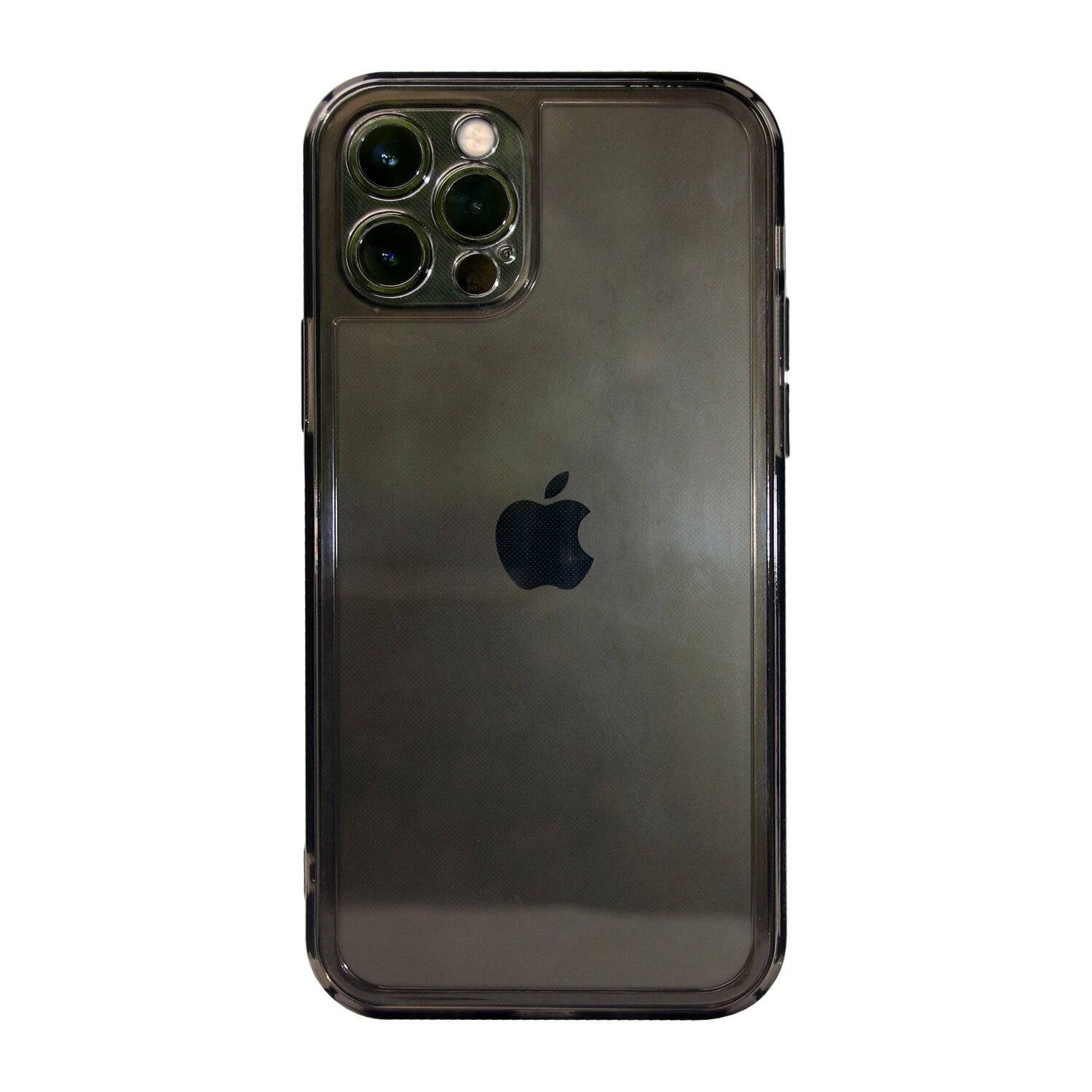 Schutzhülle TPU mit Kameraschutz Bumper Hülle Case Handy Smartphone für iPhone 12 Dunkel-Transparent