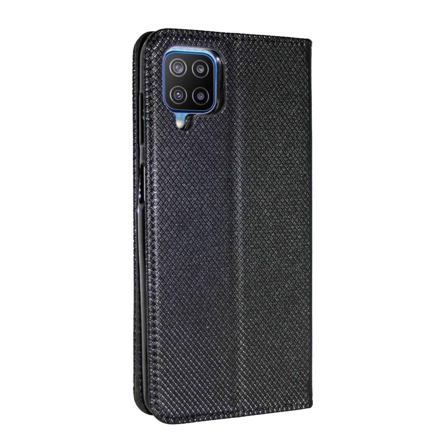 Buch Tasche "Smart" für SAMSUNG GALAXY F12 (F127G) Handy Hülle Etui Schutzhülle mit Standfunktion, Kartenfach Schwarz