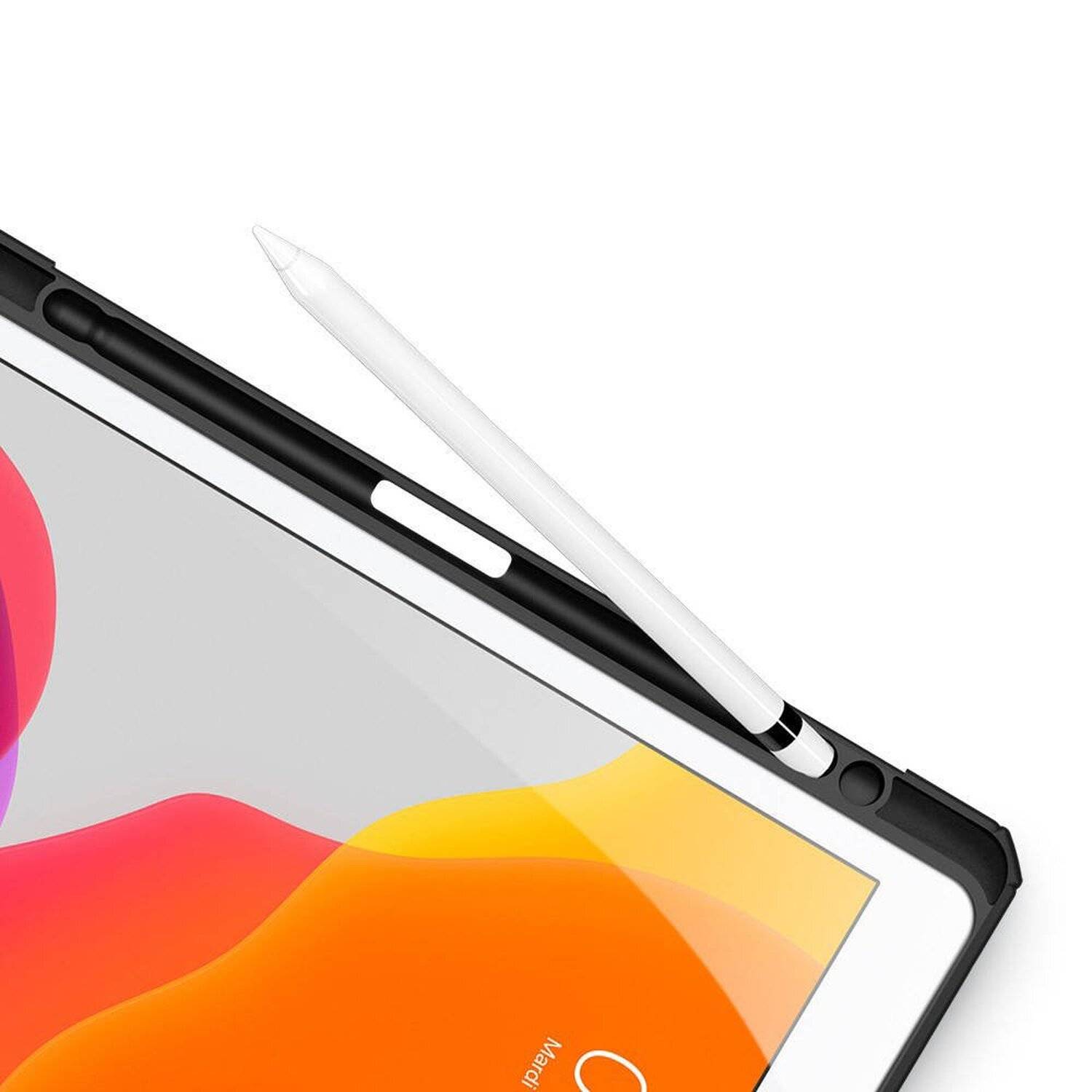 Dux Ducis Toby Eco-Leather Tablet-Ledertasche für iPad 7/8 10.2" mit Smart-Sleep Funktion Wake-Up Stifthalter in Schwarz