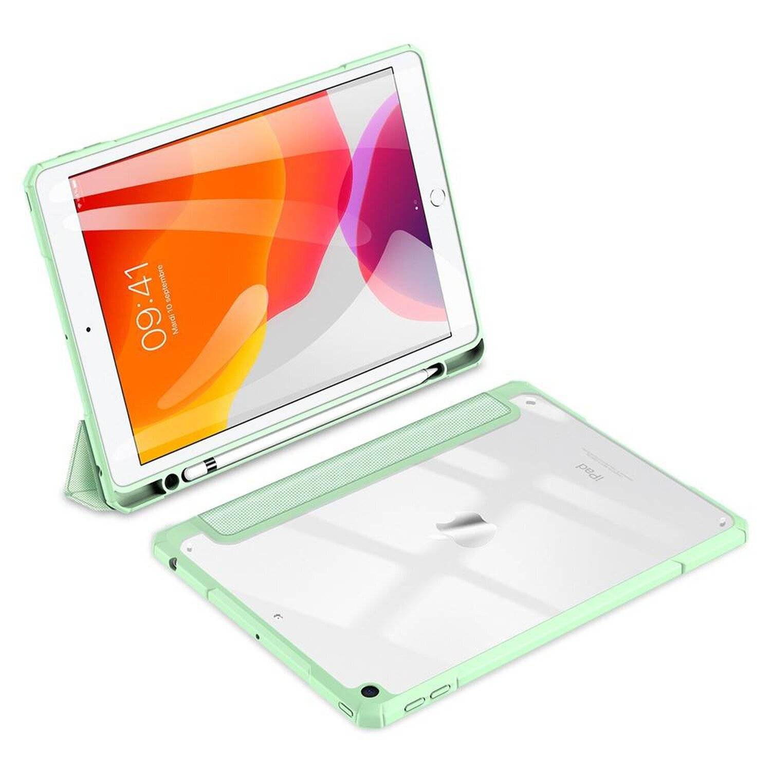 Dux Ducis Toby Eco-Leather Tablet-Ledertasche für iPad 7/8 10.2" mit Smart-Sleep Funktion Wake-Up Stifthalter in Grün
