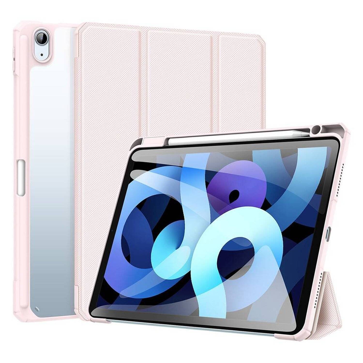 Dux Ducis Toby Eco-Leather Tablet-Ledertasche für iPad Air 4 10.9" mit Smart-Sleep Funktion Wake-Up Stifthalter Pink