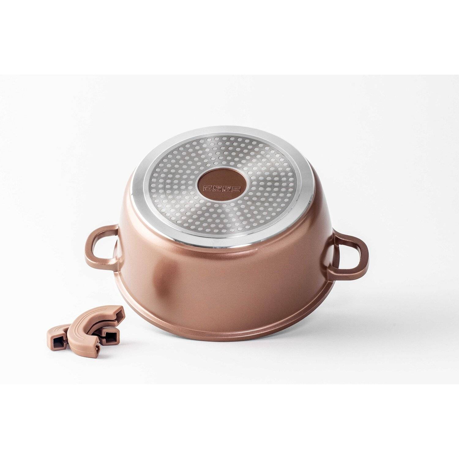 Kochtopf Aluguss Glasdeckel Ø20cm Induktion Marmorbeschichtung Suppentopf Pfanne Copper