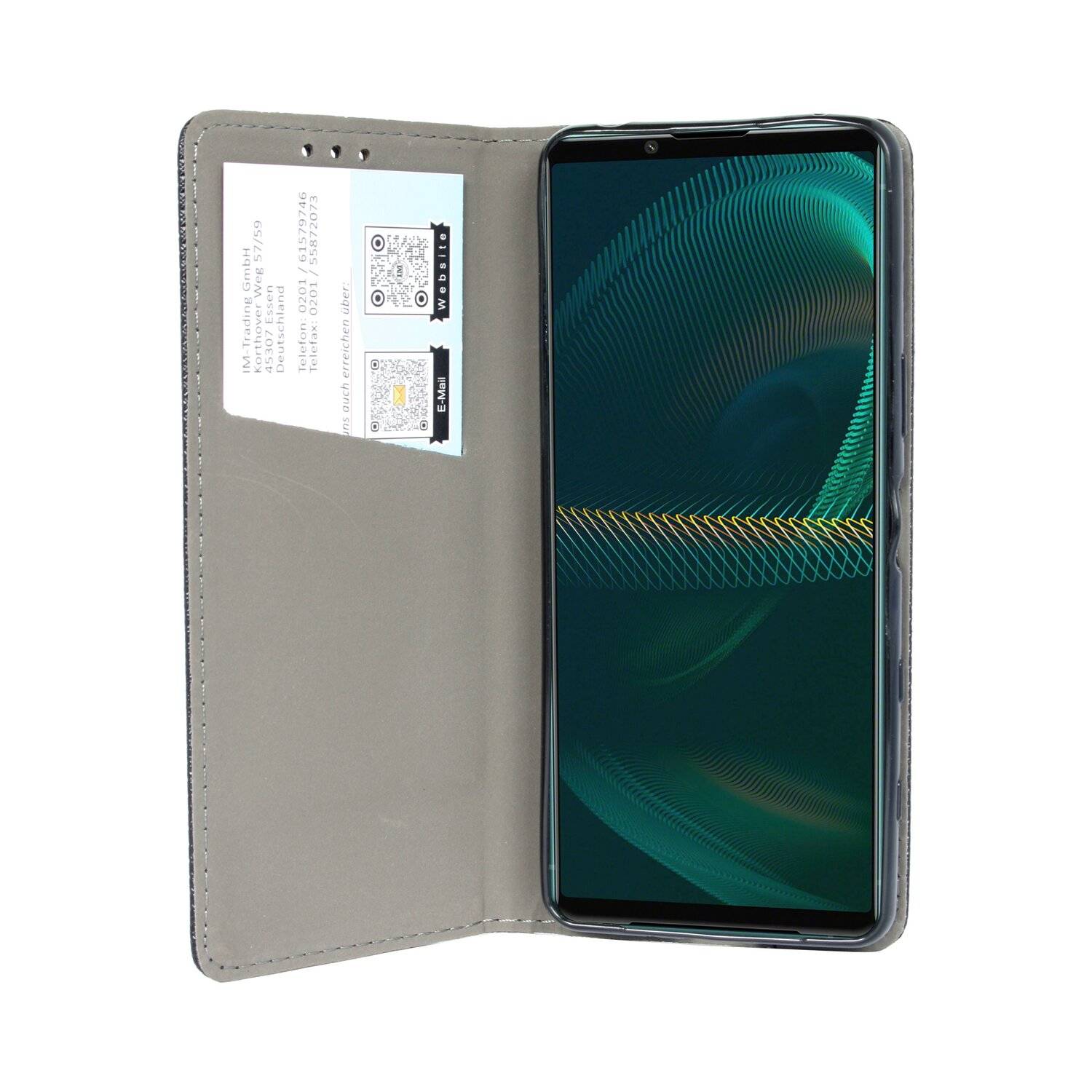 Elegante Buch-Tasche Hülle Smart Magnet für Sony Xperia 5 III Leder Optik Wallet Book-Style Cover Schale Schwarz