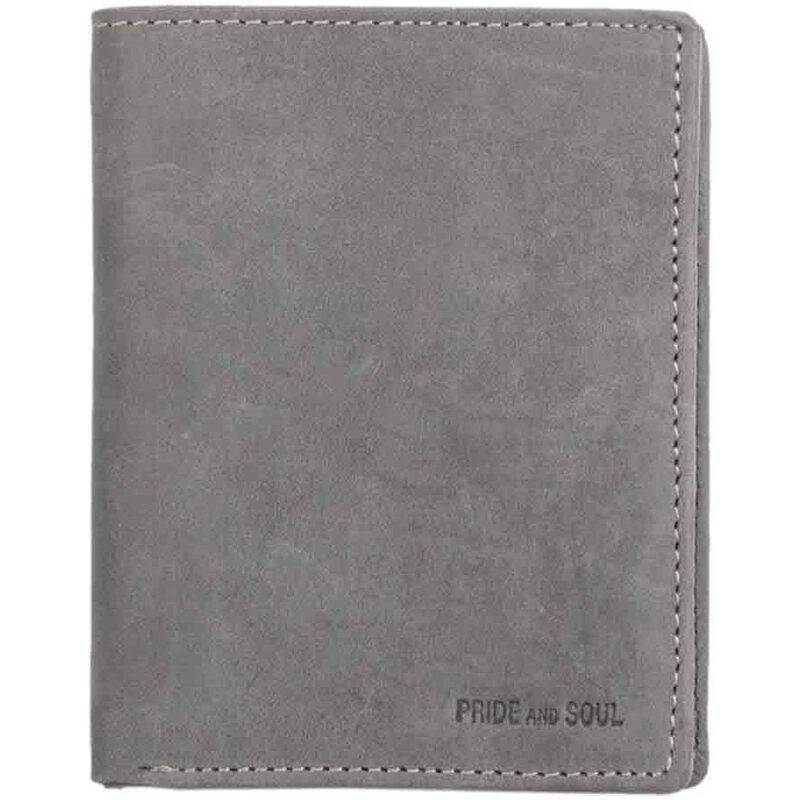 PRIDE&SOUL Geldbörse RFID, im Hochformat, aus Leder, grau