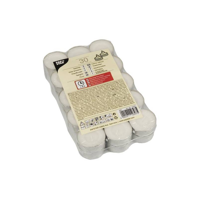 STARPAK Teelichter, Durchmesser: 37 mm, weiß, 30er Pack