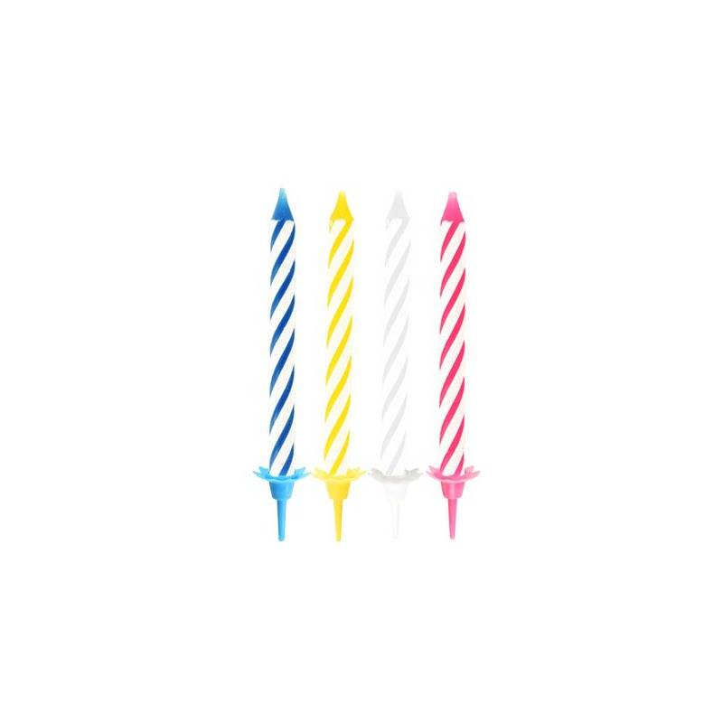 PAPSTAR Geburtstagskerzen, aus Wachs, weiß gestreift